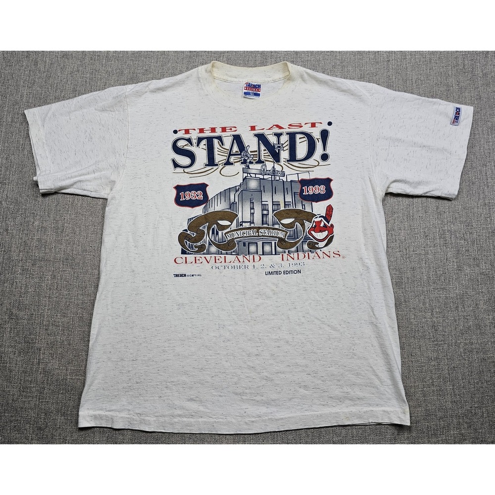Vintage Cleveland Indians Shirt Mens XL White MLB Stadium Trench 1993 USA